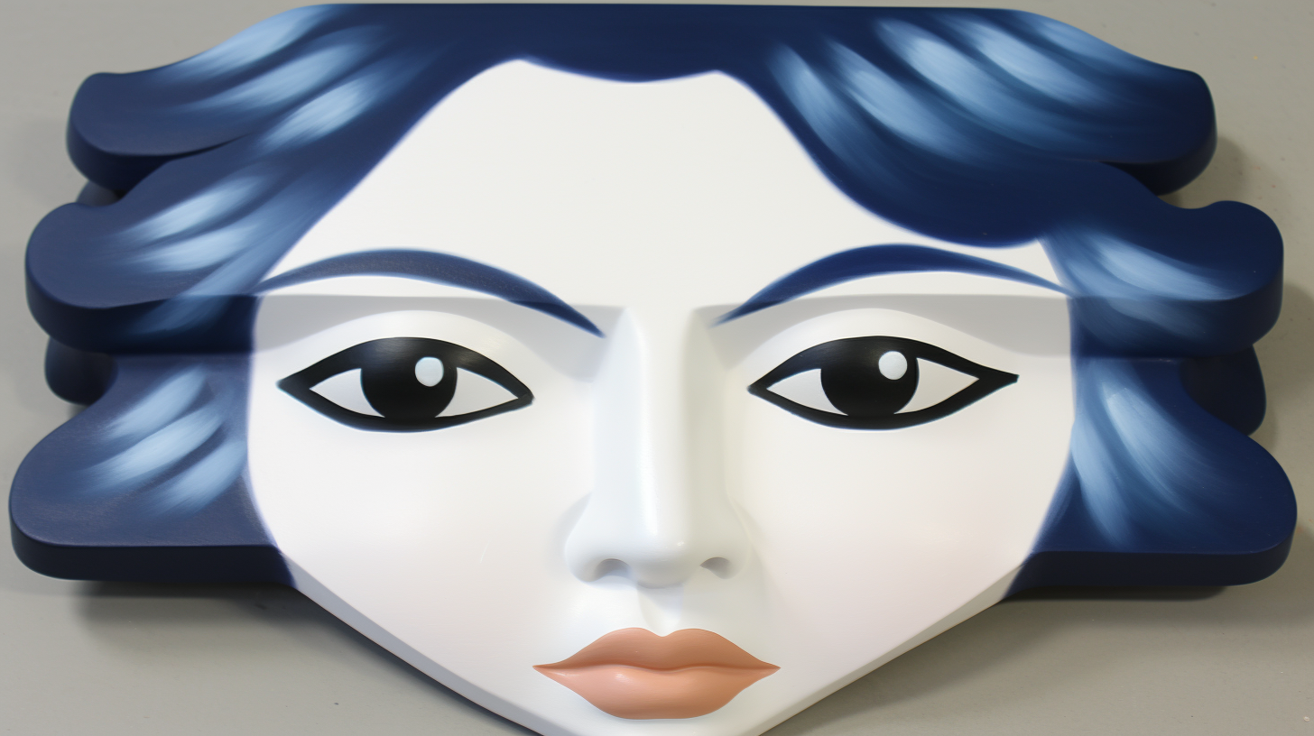 4. Alt text for the image of an Asian woman with blue and white porcelain