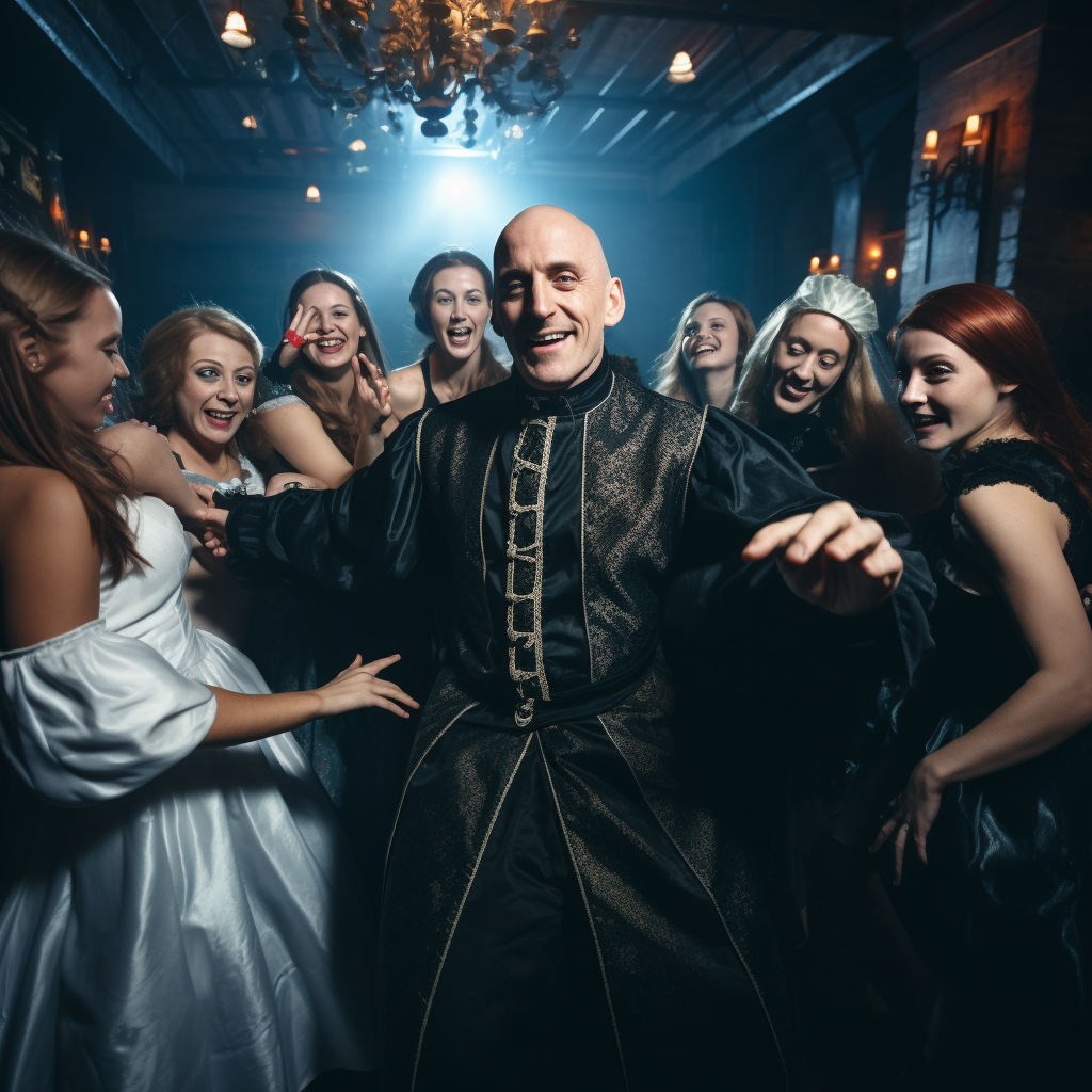 English Monk Dancing in Nightclub