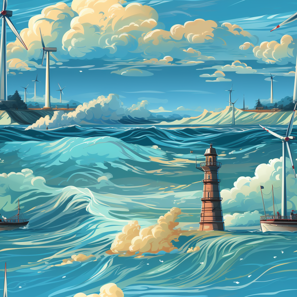 4. Stunning offshore wind turbine on blue background