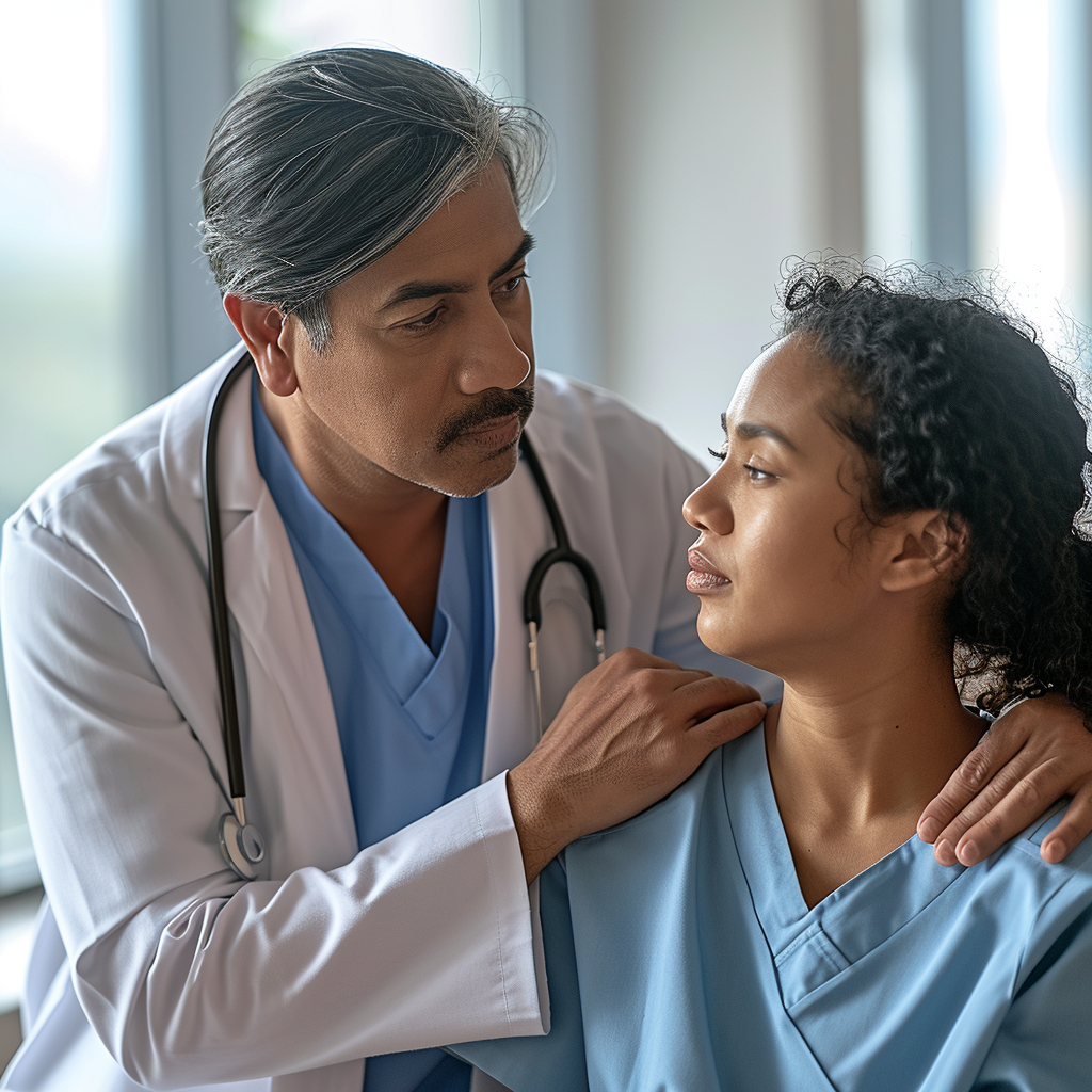 4. Empathetic healthcare professional comforting patient with gentle touch