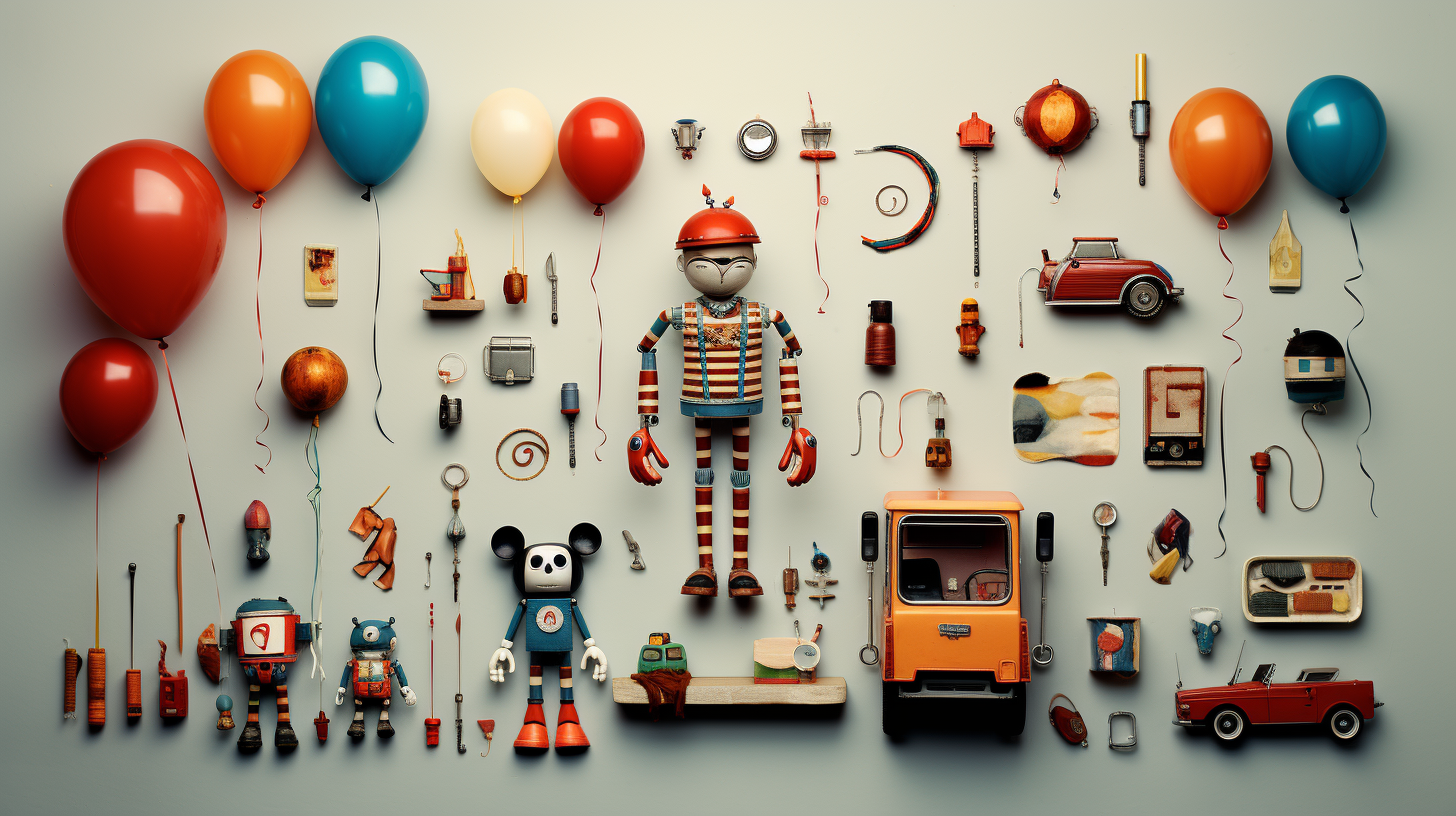 Cute knolling robots with balloons