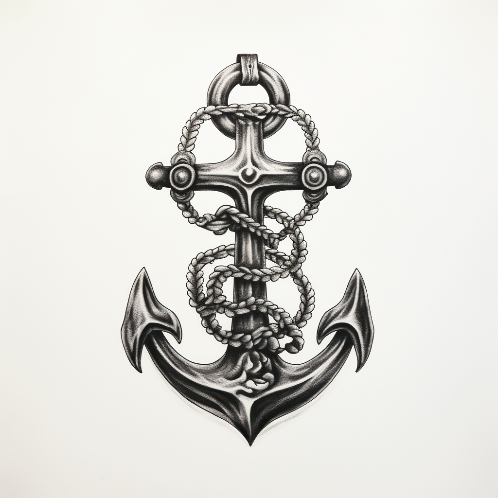 4. Beautiful anchor black and silver on a realistic white background