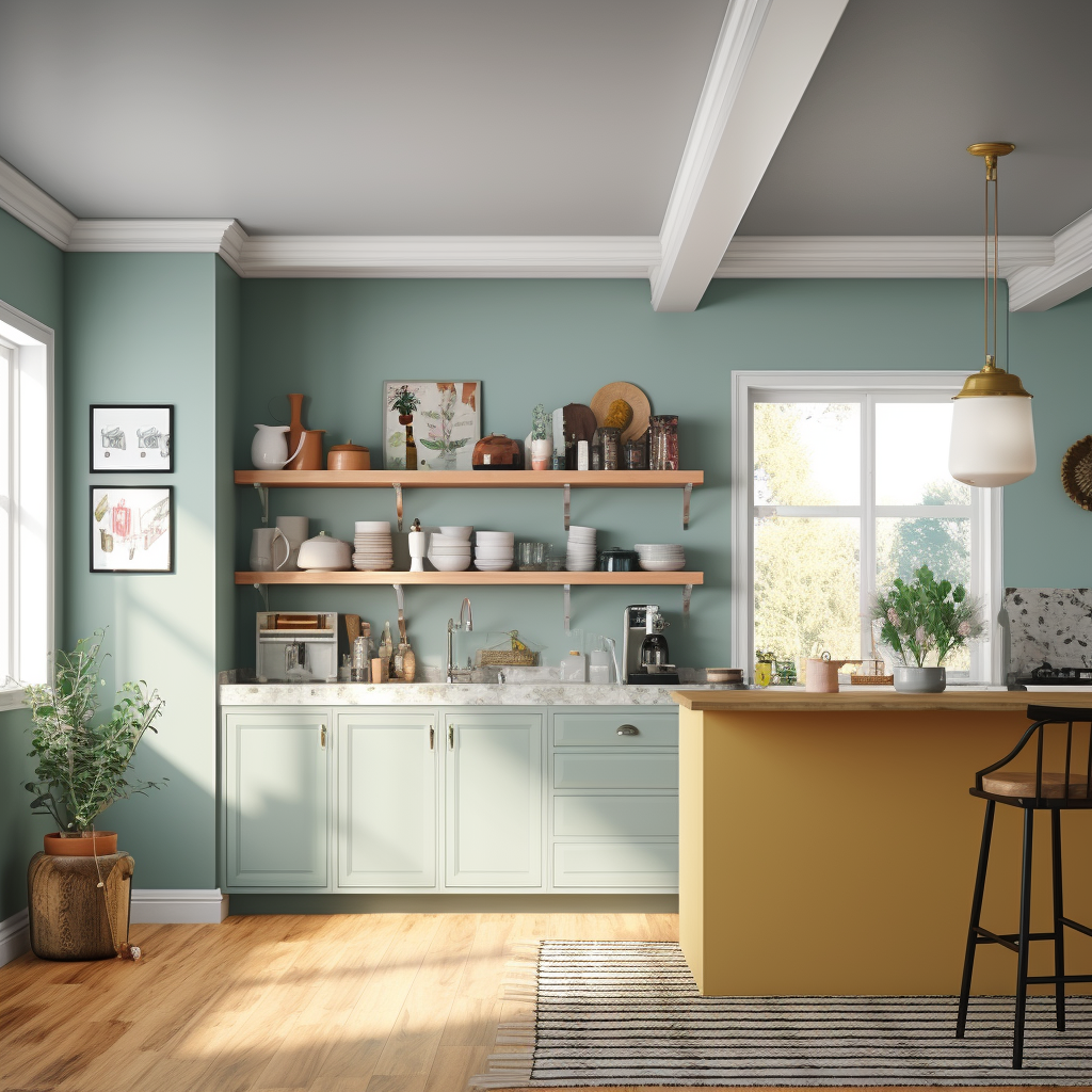 4. Photorealistic kitchen in C0AD96 shade