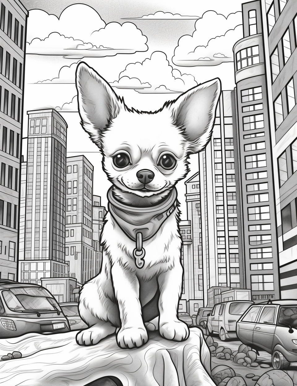 4. Adorable chihuahua in vibrant street scenery