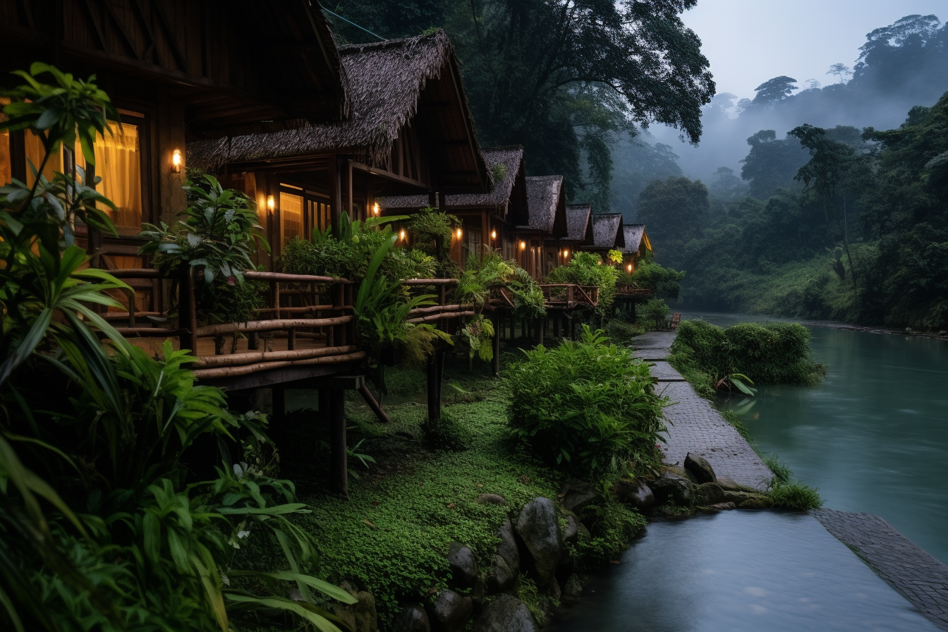 4. Beautifully sculpted chalets by the river ?