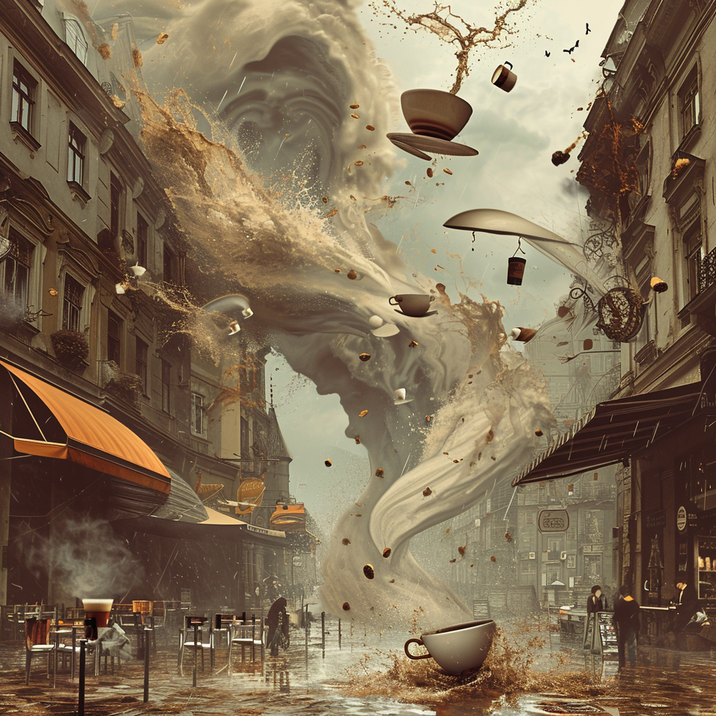 4. Coffee storm in a bustling city