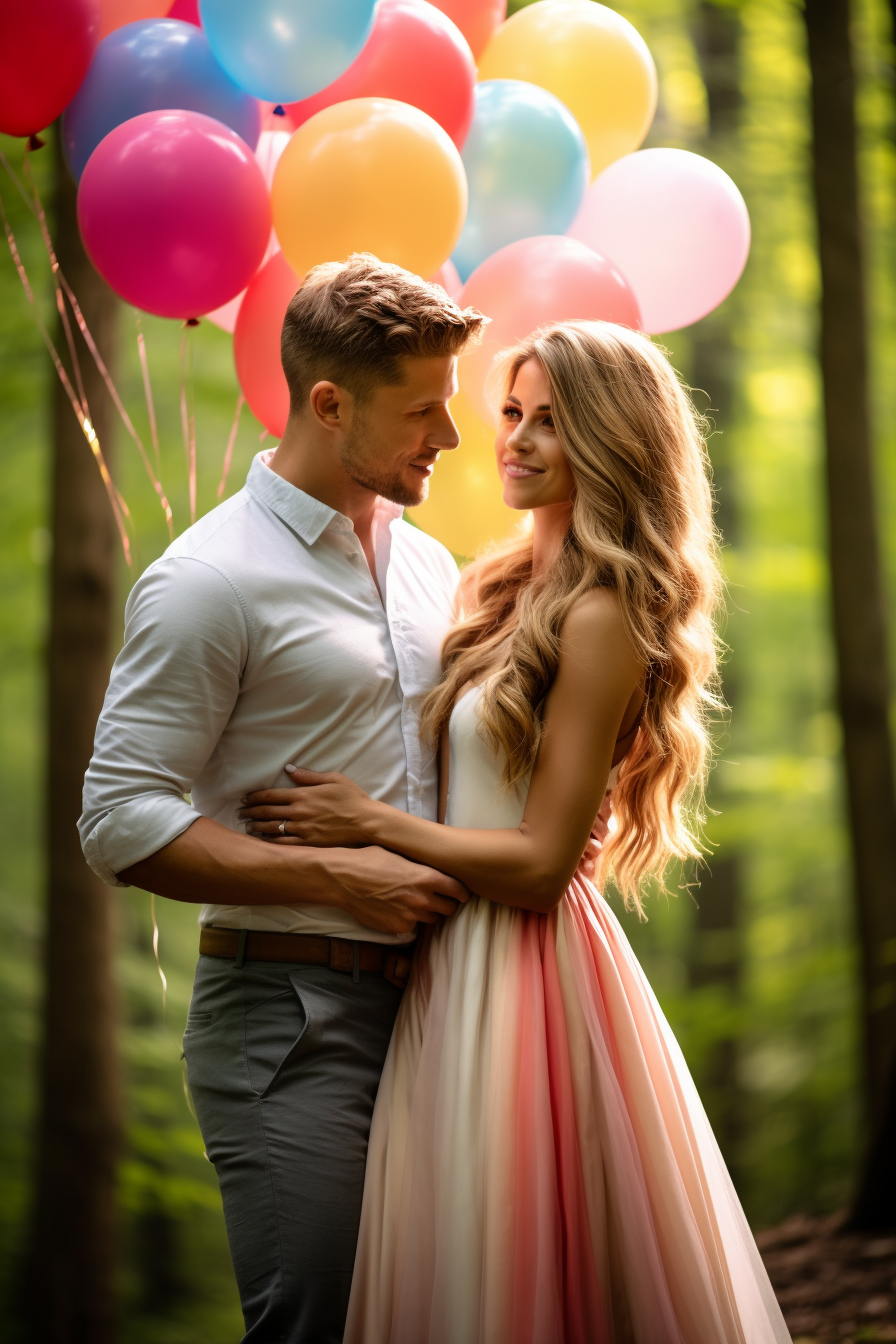 4. Joyful Couple with Colorful Balloons