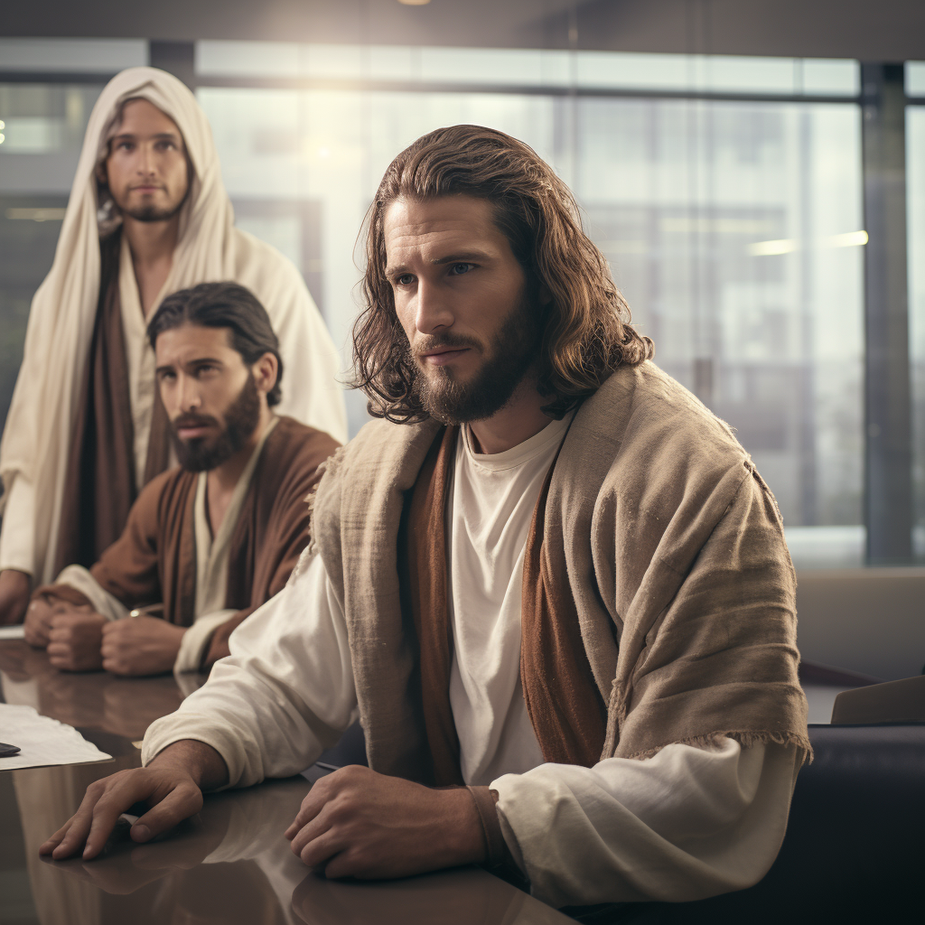 4. Image showing men questioning Jesus as Messiah