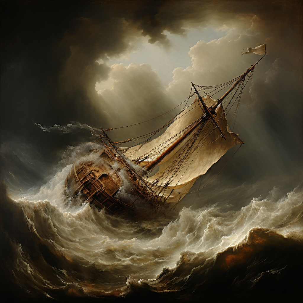 4. Image of a lost ship in a hurricane