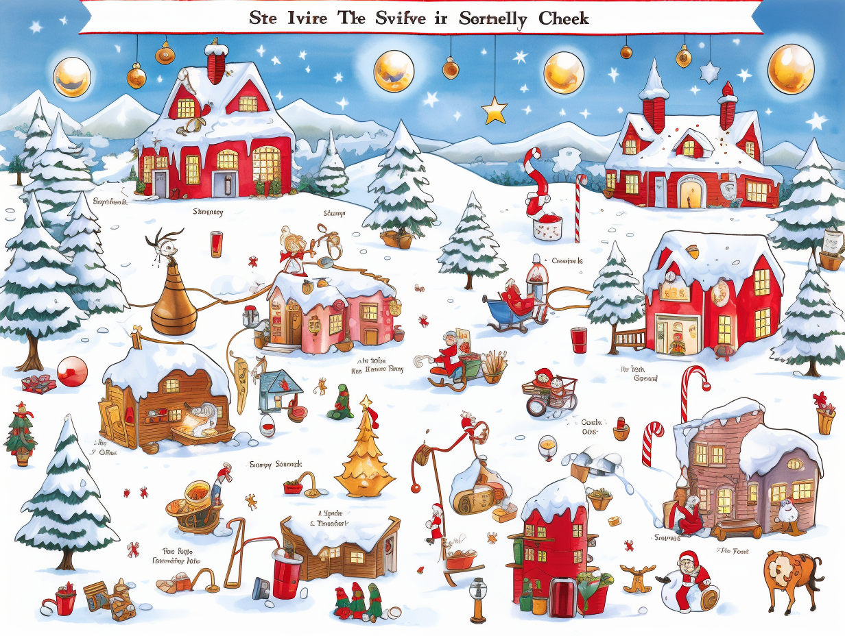 4. Christmas village worksheet image with holiday objects