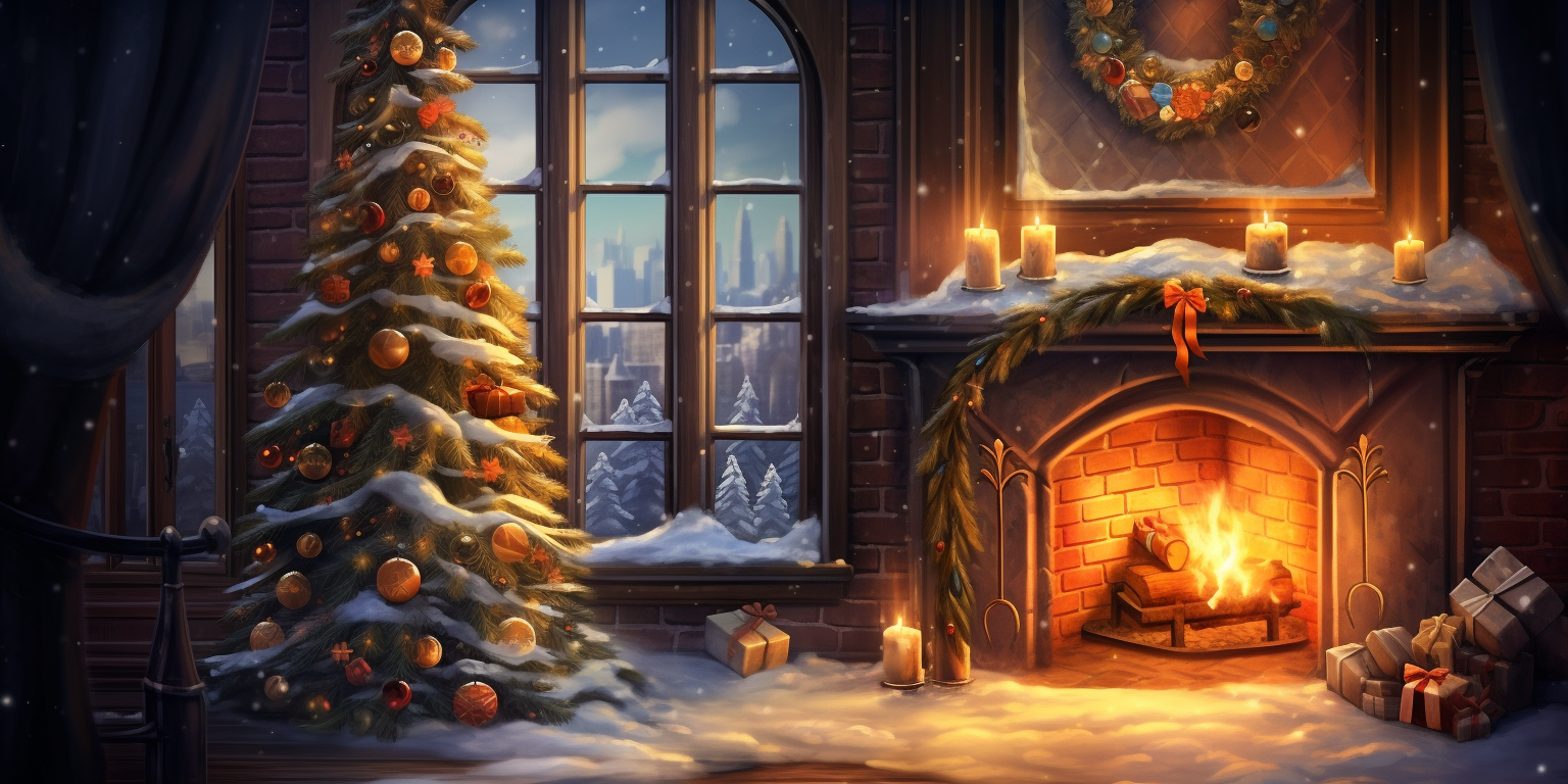 4. Warm and Cozy Christmas Fireplace Scene