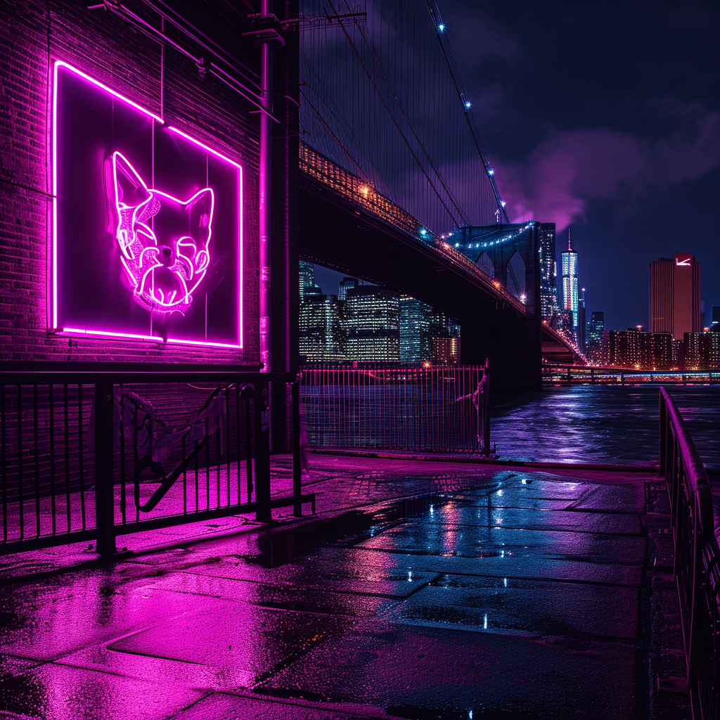 4. Neon bridge with Shiba Inu logo