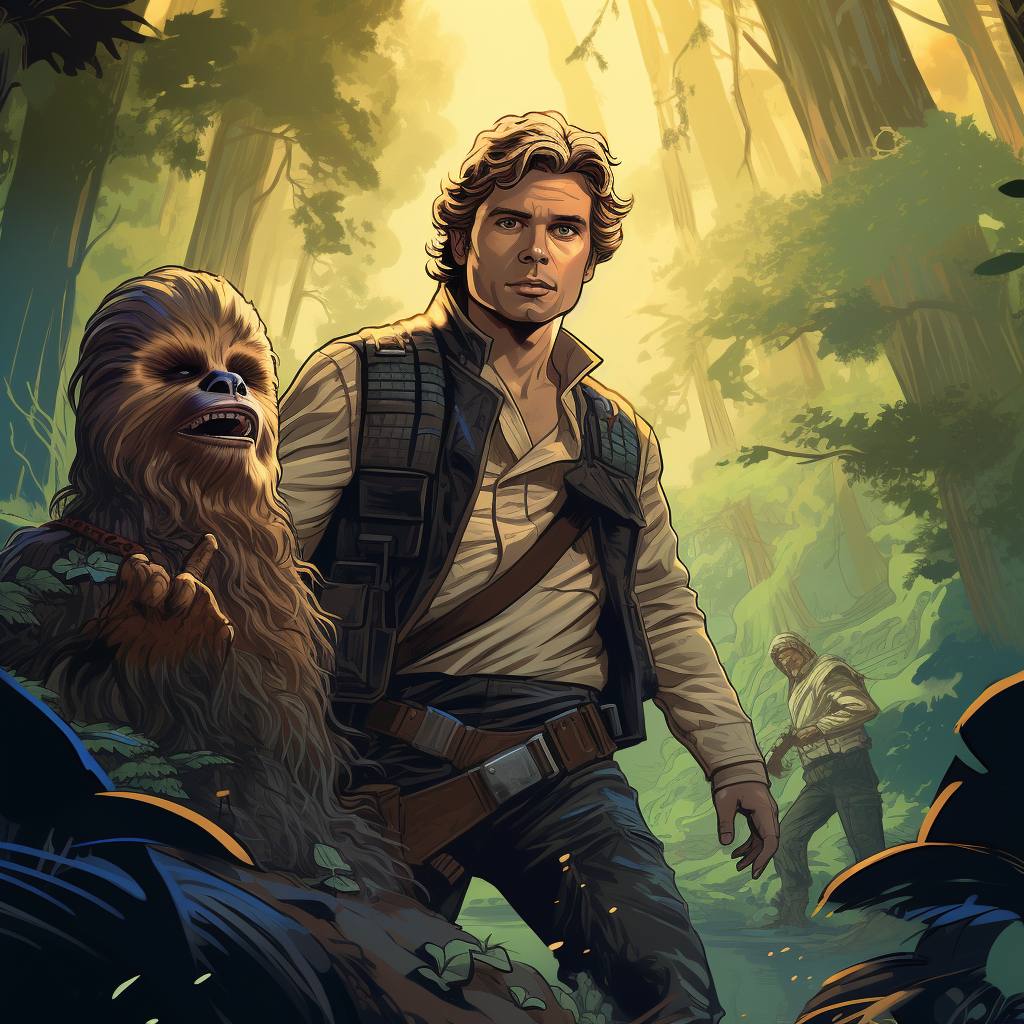 4. Charming duo of Han Solo and Baby Yoda on Endor