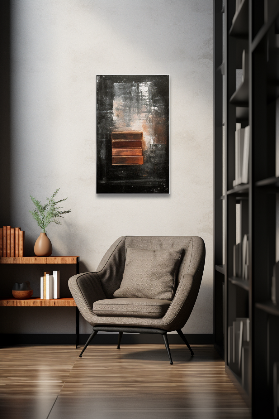 4. Stunning canvas painting in grey living room