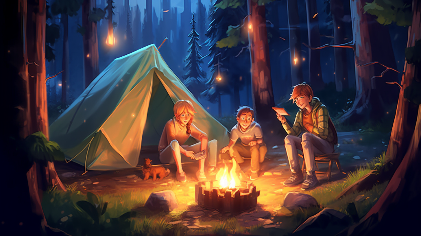 4. Family camping in lush forest