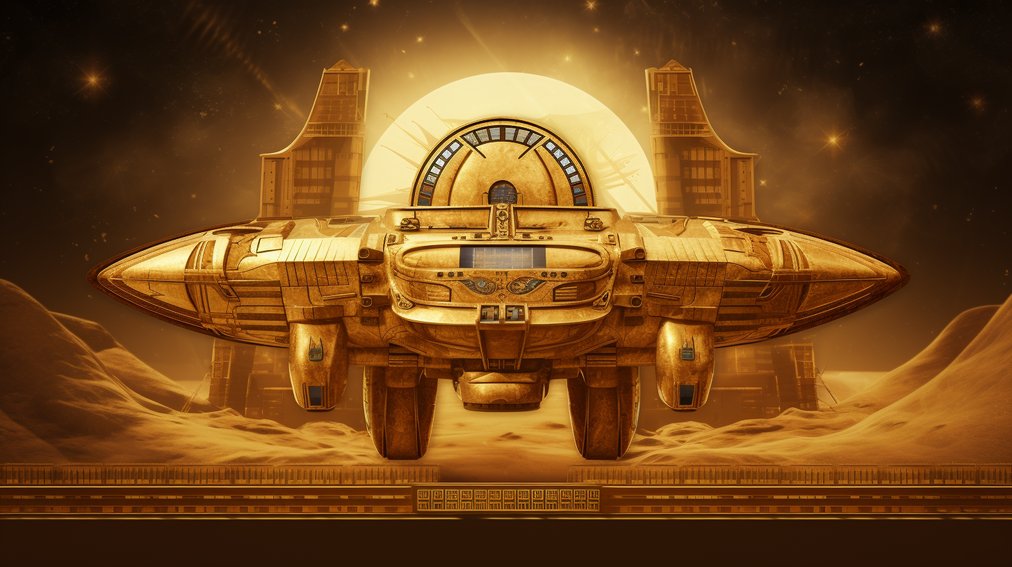 Detailed description of ancient Egyptian spaceship image