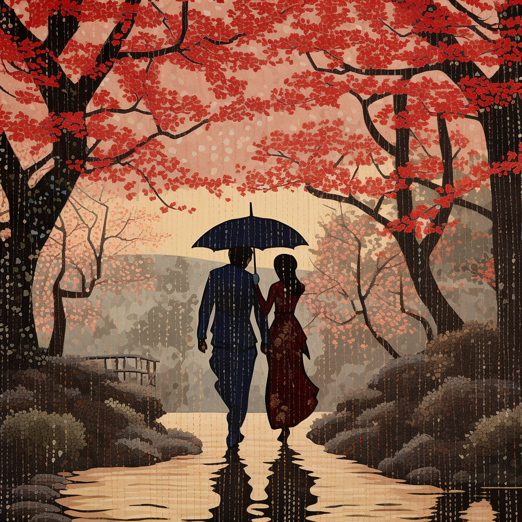 4. Romantic couple walking in rain