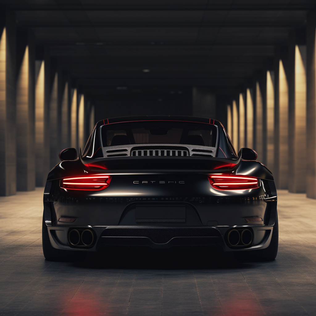 4. Black 992 Turbo rear view