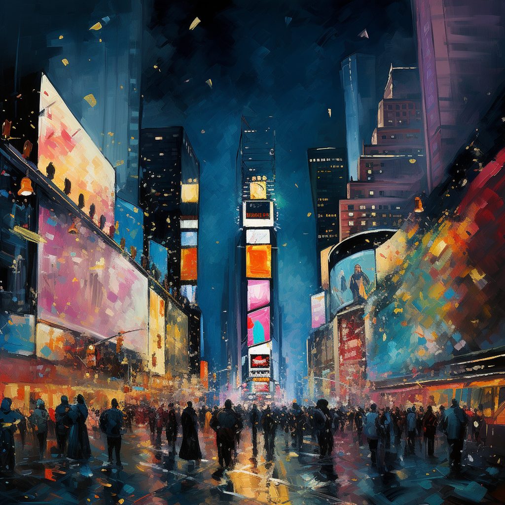 4. Impressionistic portrayal of New Year's Eve in Times Square