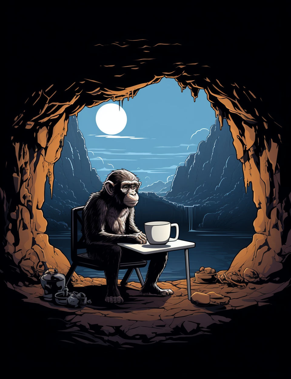 4.  Cool monkey with laptop and coffee