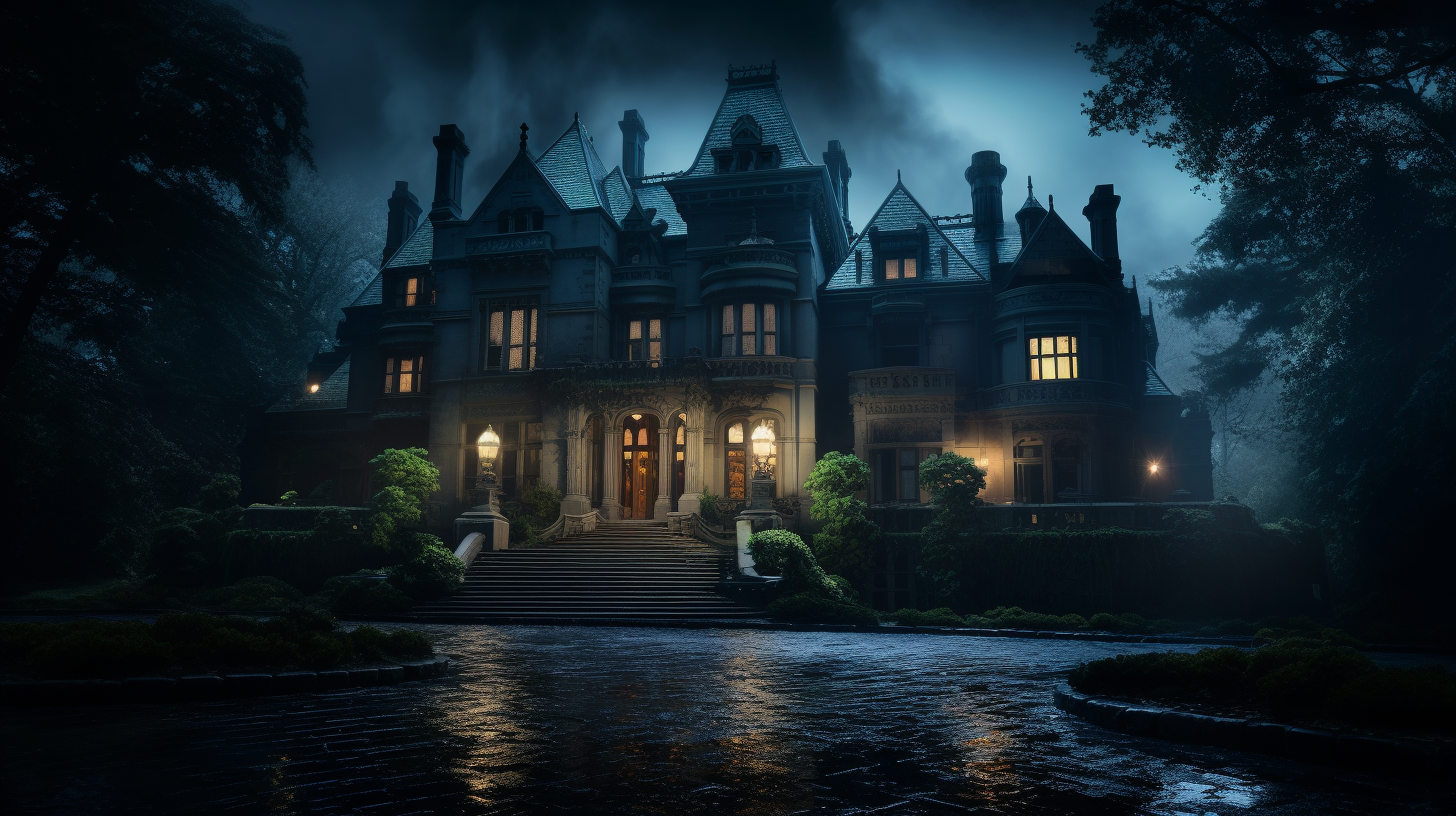 4. Image of a moonlit haunted mansion