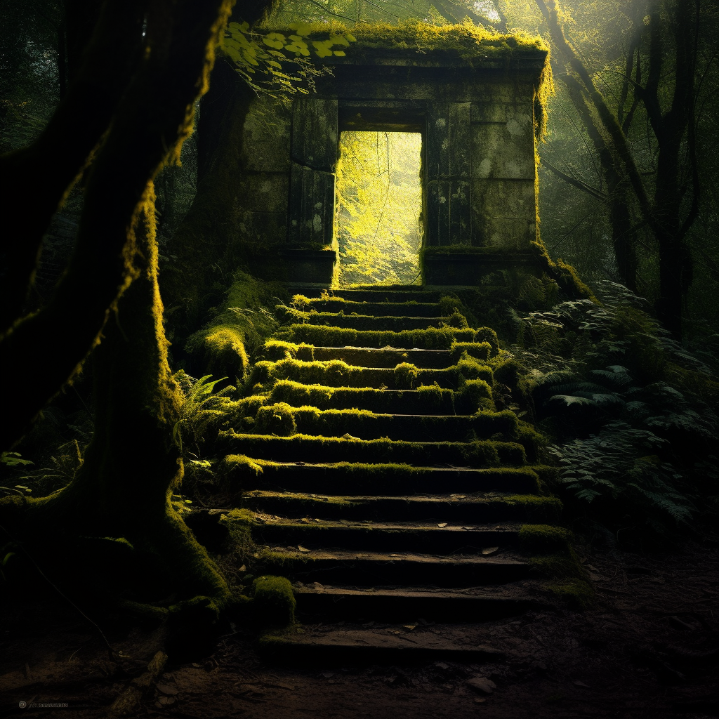 4. Mossy stairs leading to magical portal