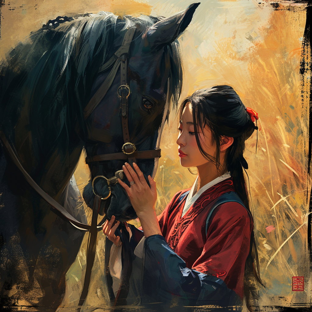 4. Image of Mulan patting her horse