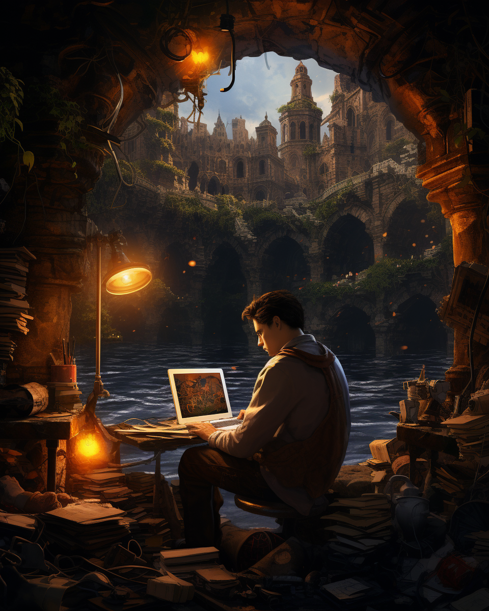 4. Image of a nerdy engineer working under a bridge