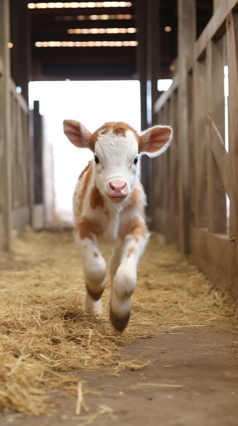 4. Energetic calf in stall