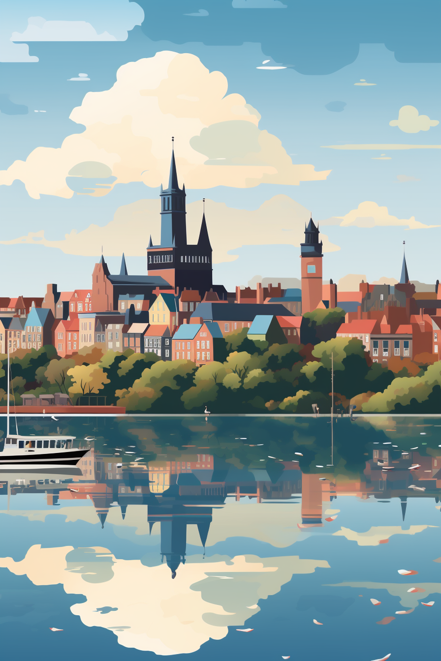 4. Vector art of Nijmegen cityscape