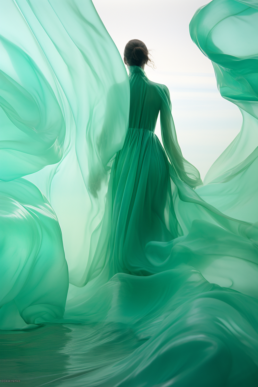 4. Tranquil figure blending with ocean waves