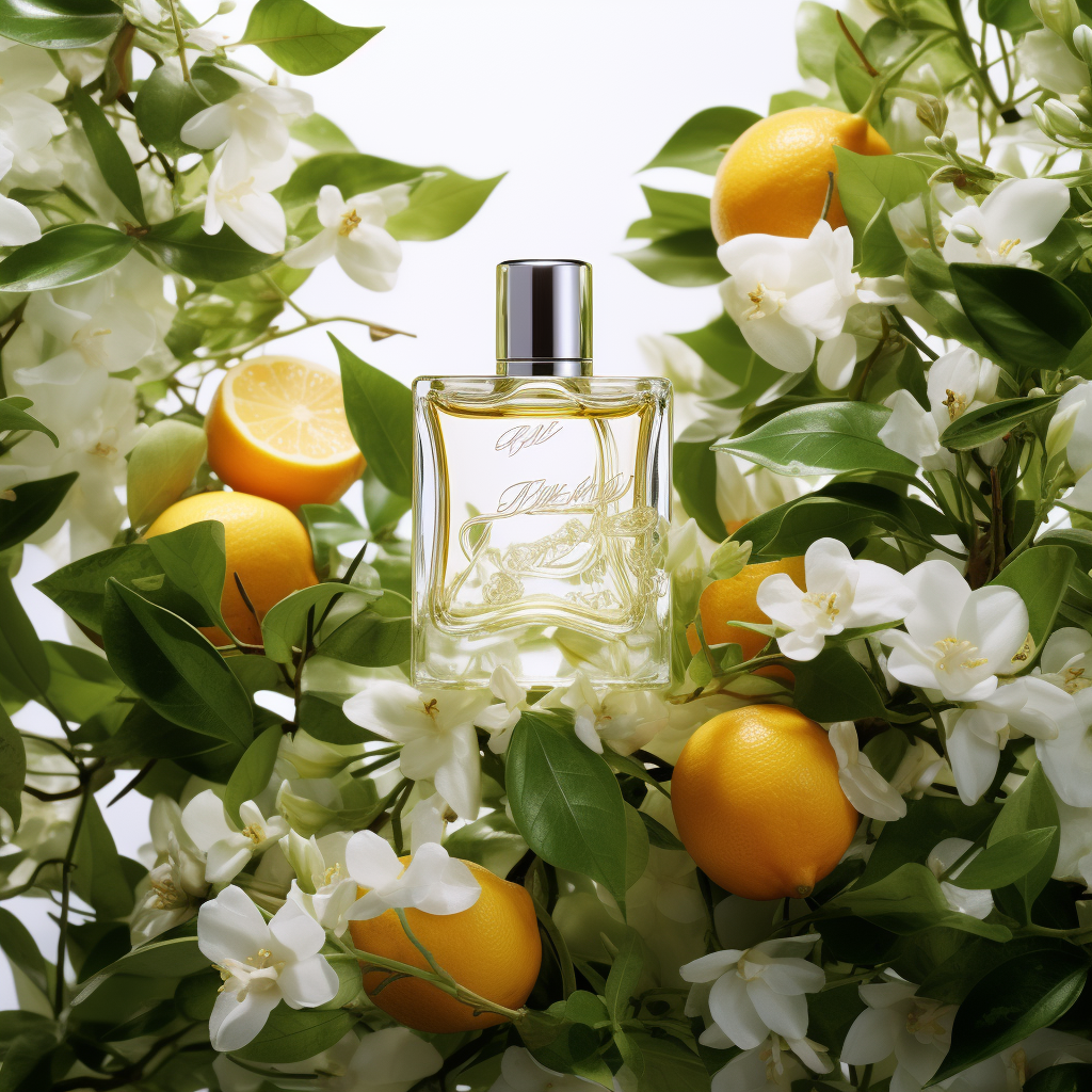 4. Fragrant symphony of perfume amidst jasmine vines and citrus grove