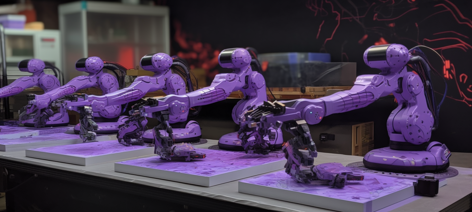 4. Reinforced Robots with Grey Camo and Purple Neon Outlines