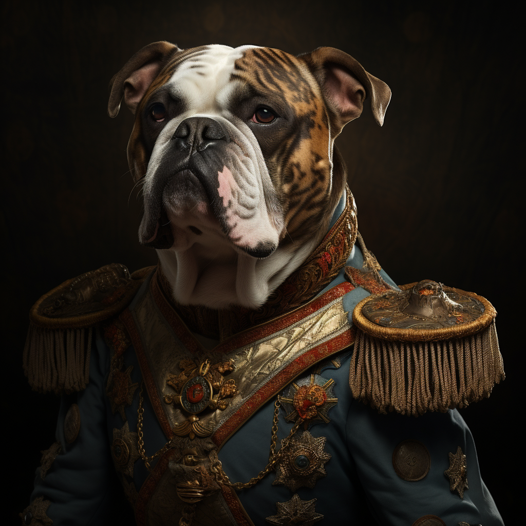 4. Bull dog in Renaissance military uniform