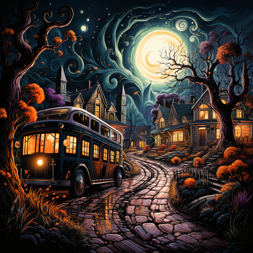 4. Image of a Retro Halloween Homecoming Bus