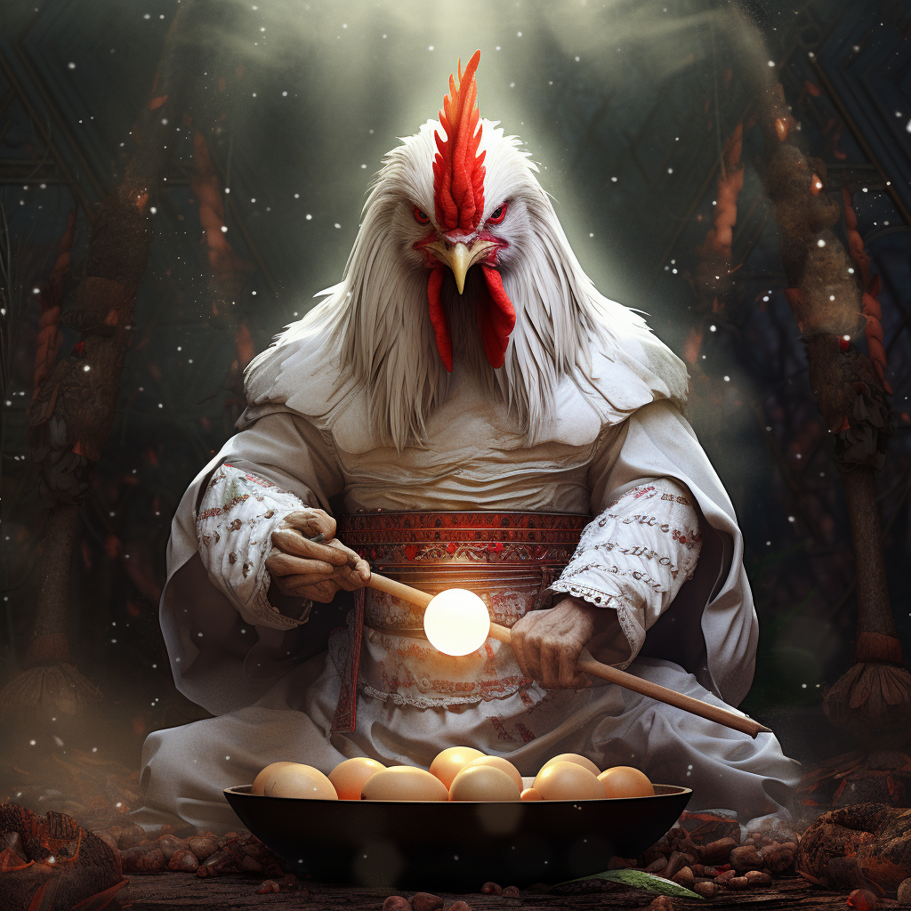 4. Rooster Jedi Master wields eggs to conquer the galaxy.