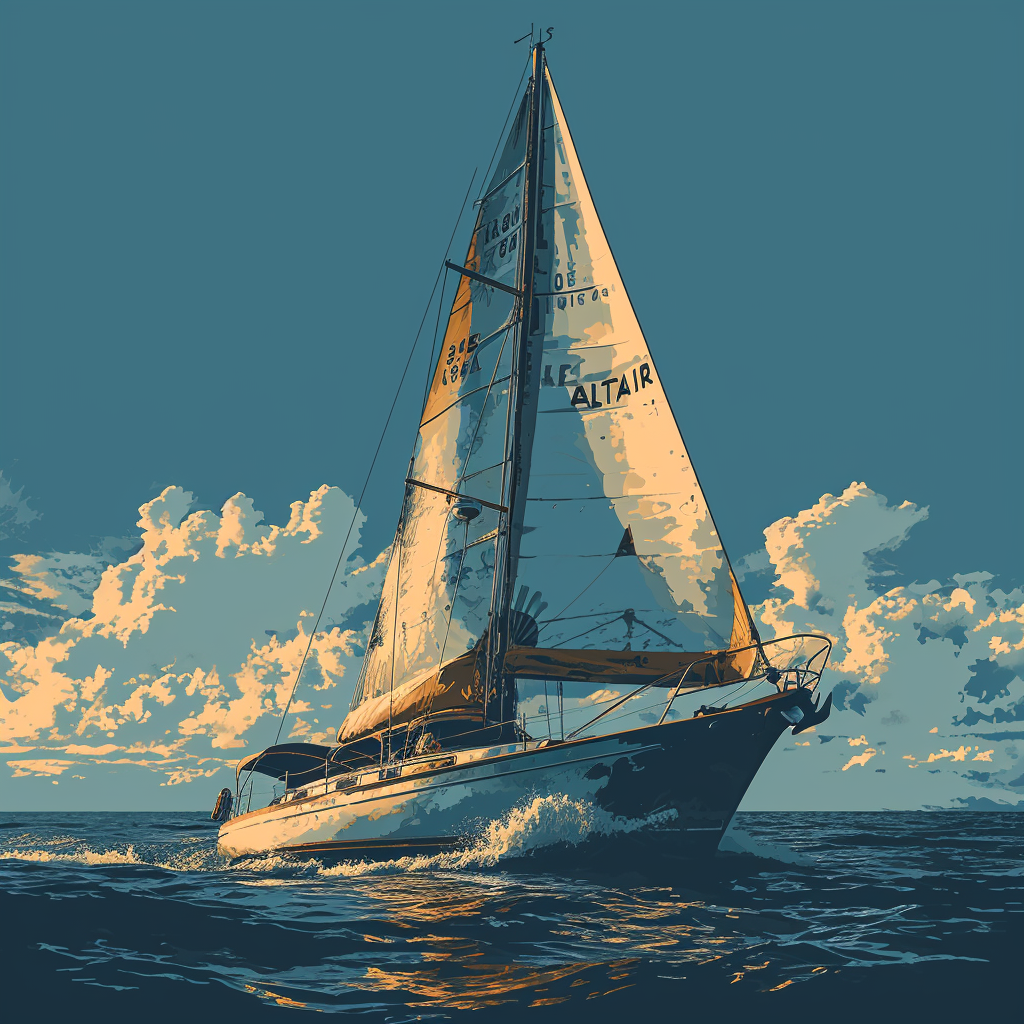 4. Sailboat business logo with text  ALATAIR