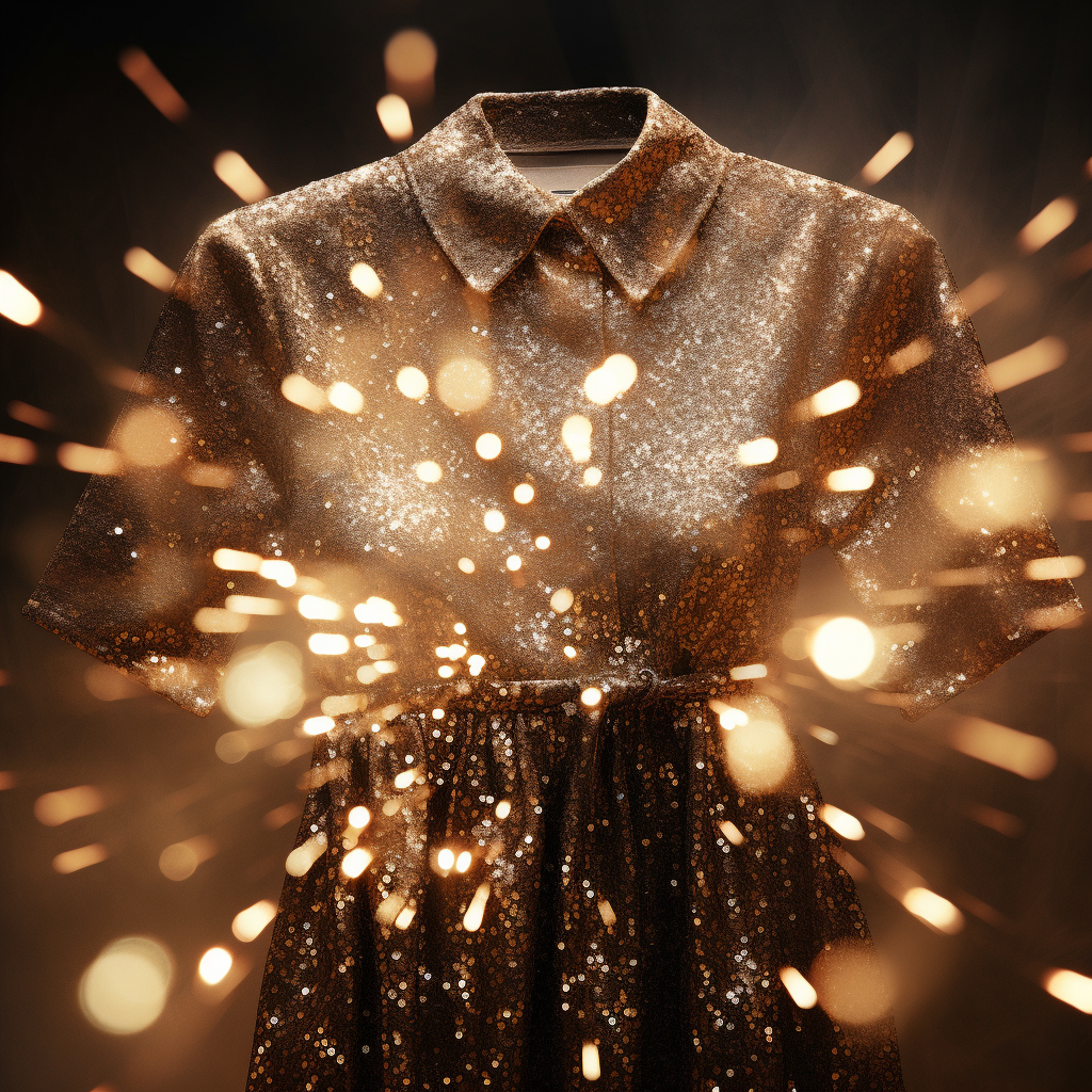 4. Shining sequined dress suit reflecting New Year's Eve fireworks