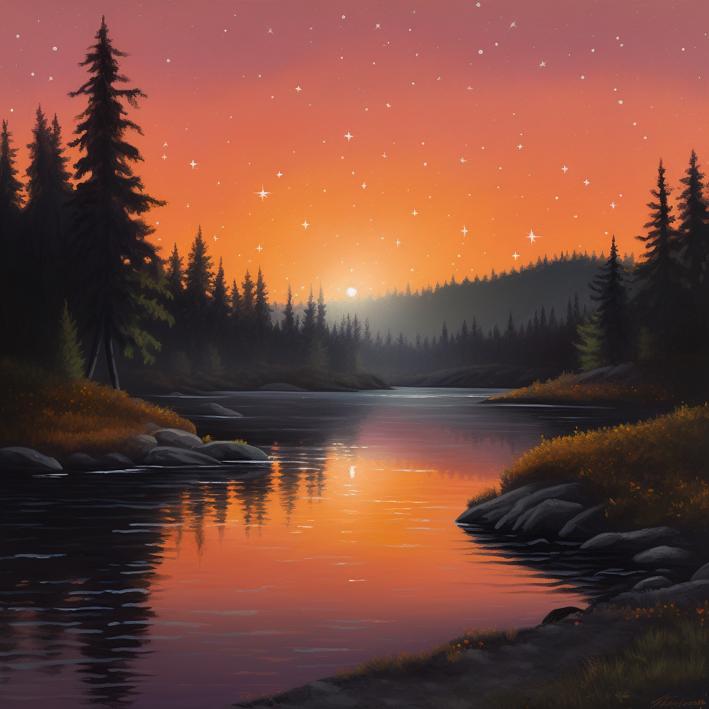 4. Image of serene twilight landscape with clear sky and stars