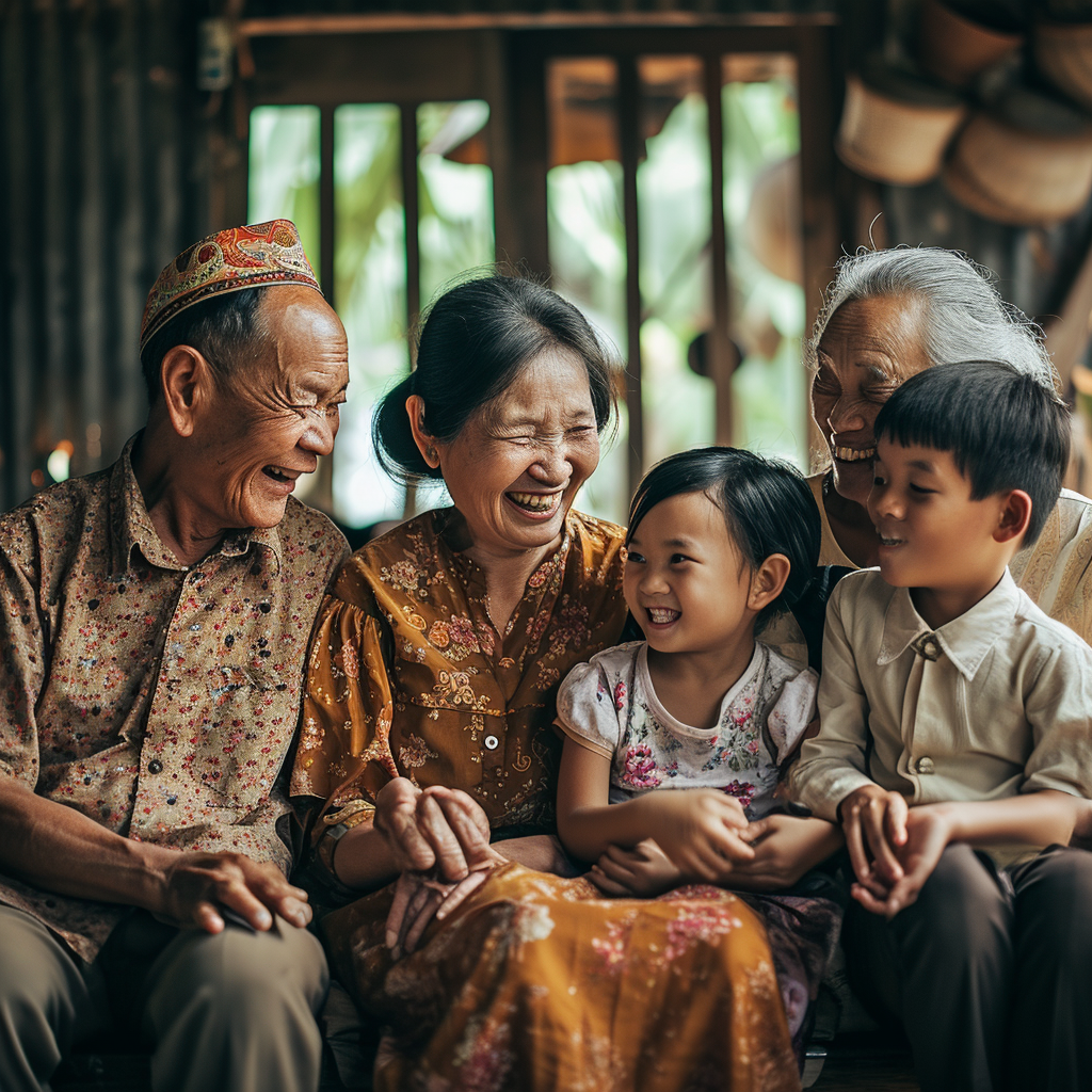 4. Happy Vietnamese family gathered and enjoying each other's company