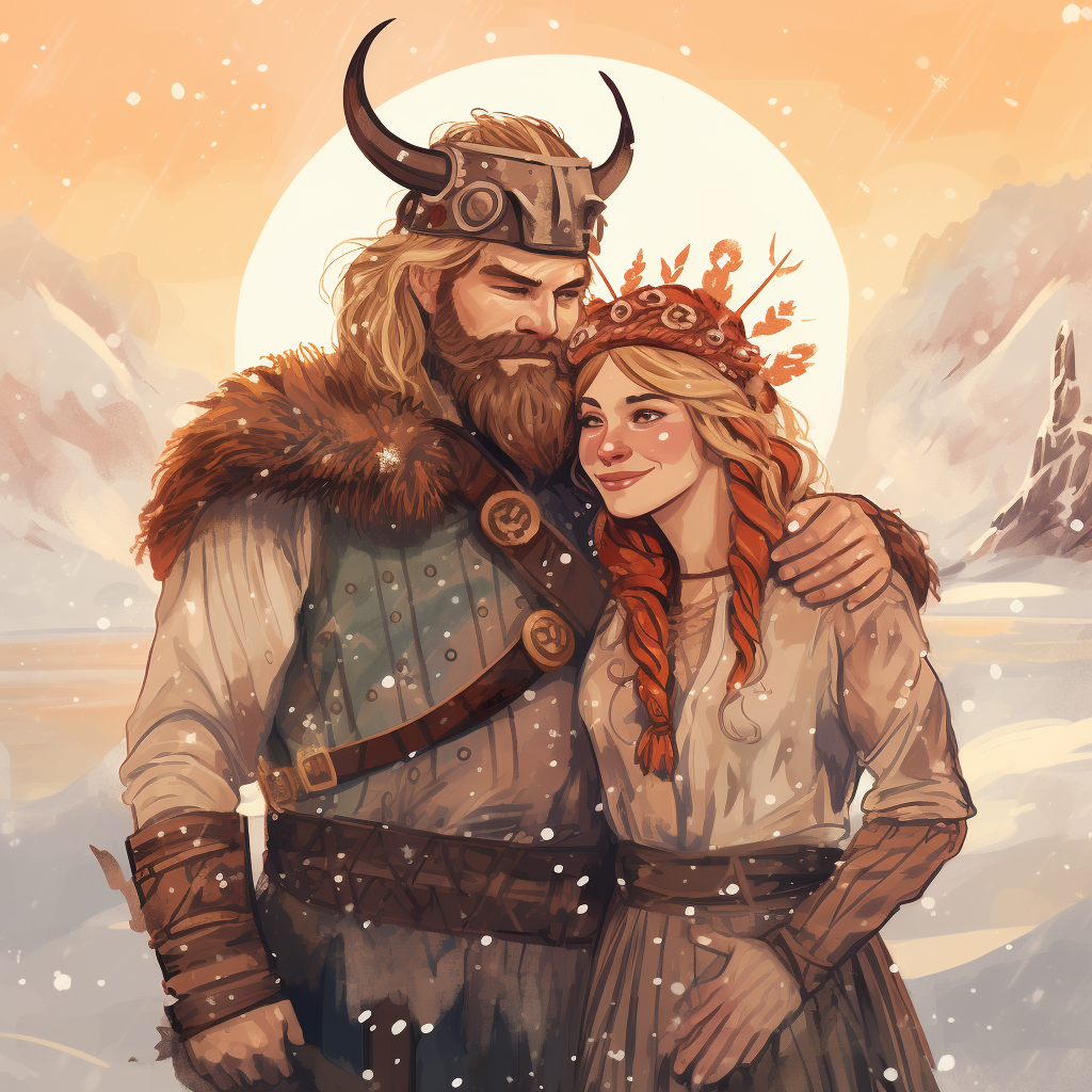 4. Happy Viking couple celebrating New Year