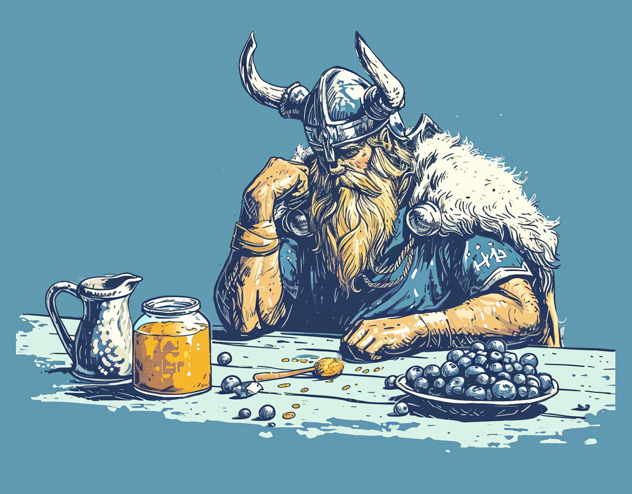 4. Viking hunched over table with mug