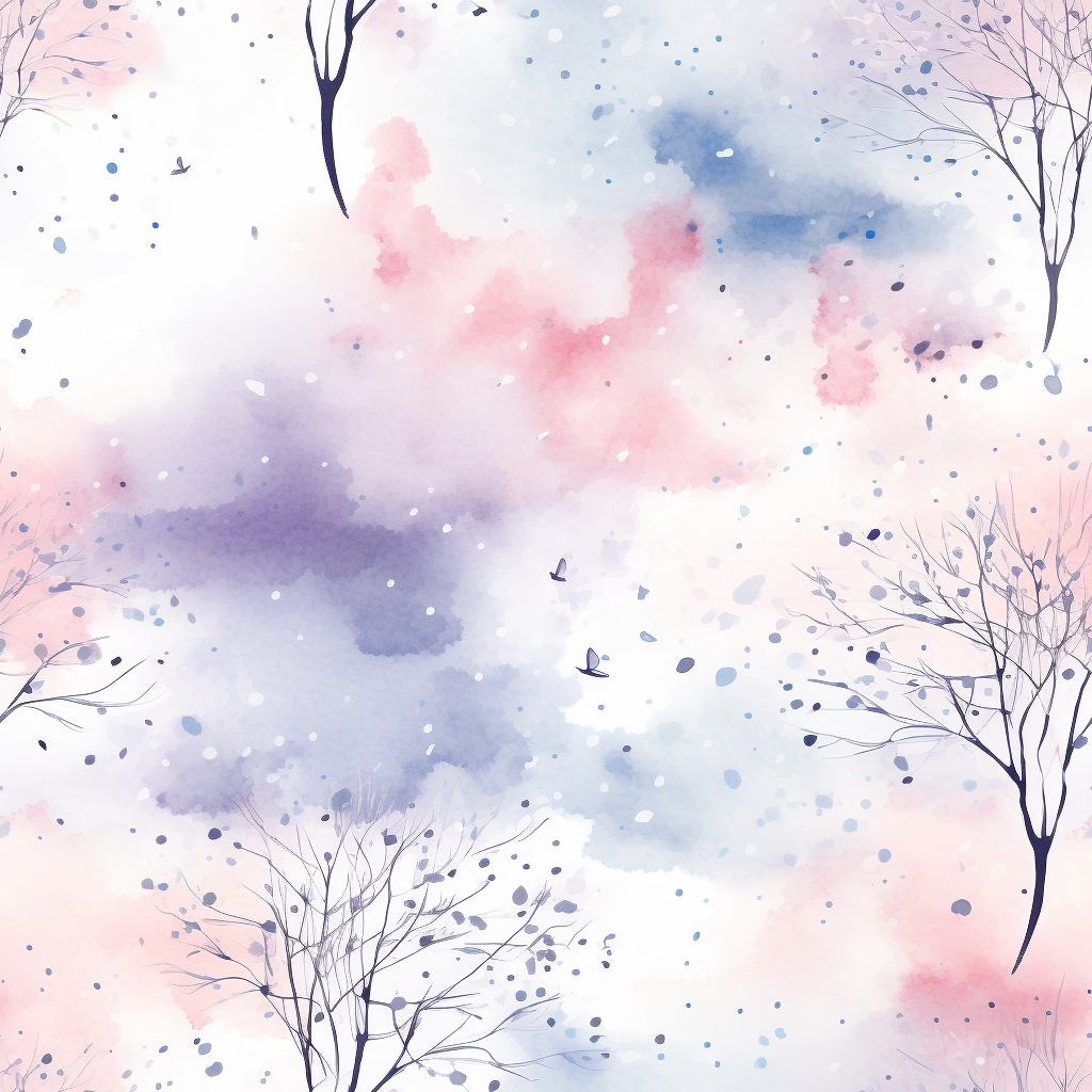 4. Winter tree pattern with watercolor effect