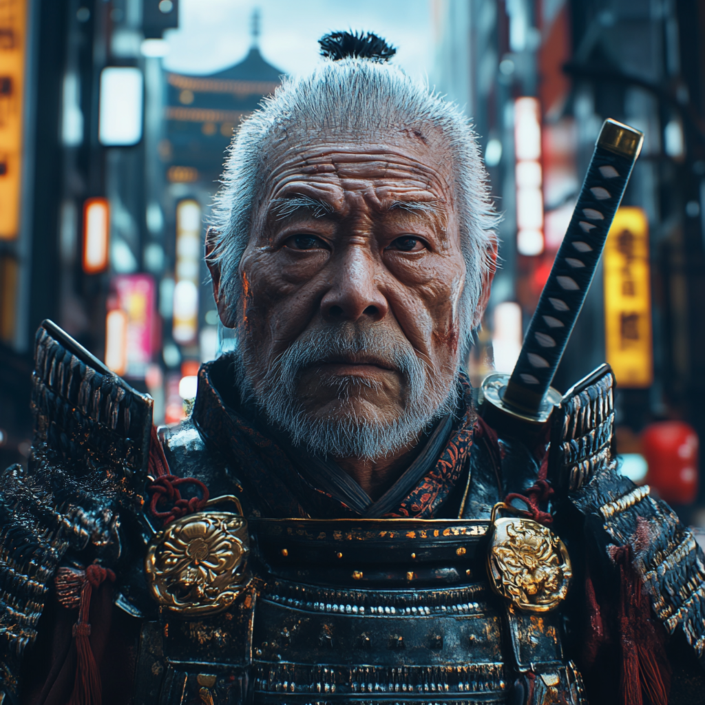 120-year-old samurai in modern Japan; ancient meets new.