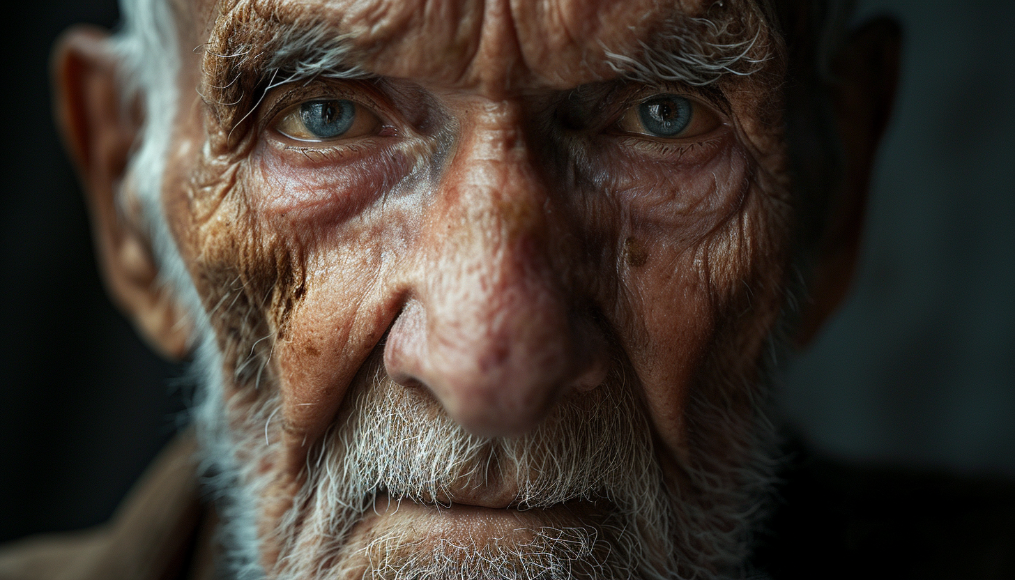 Closeup portrait of 120 year old man