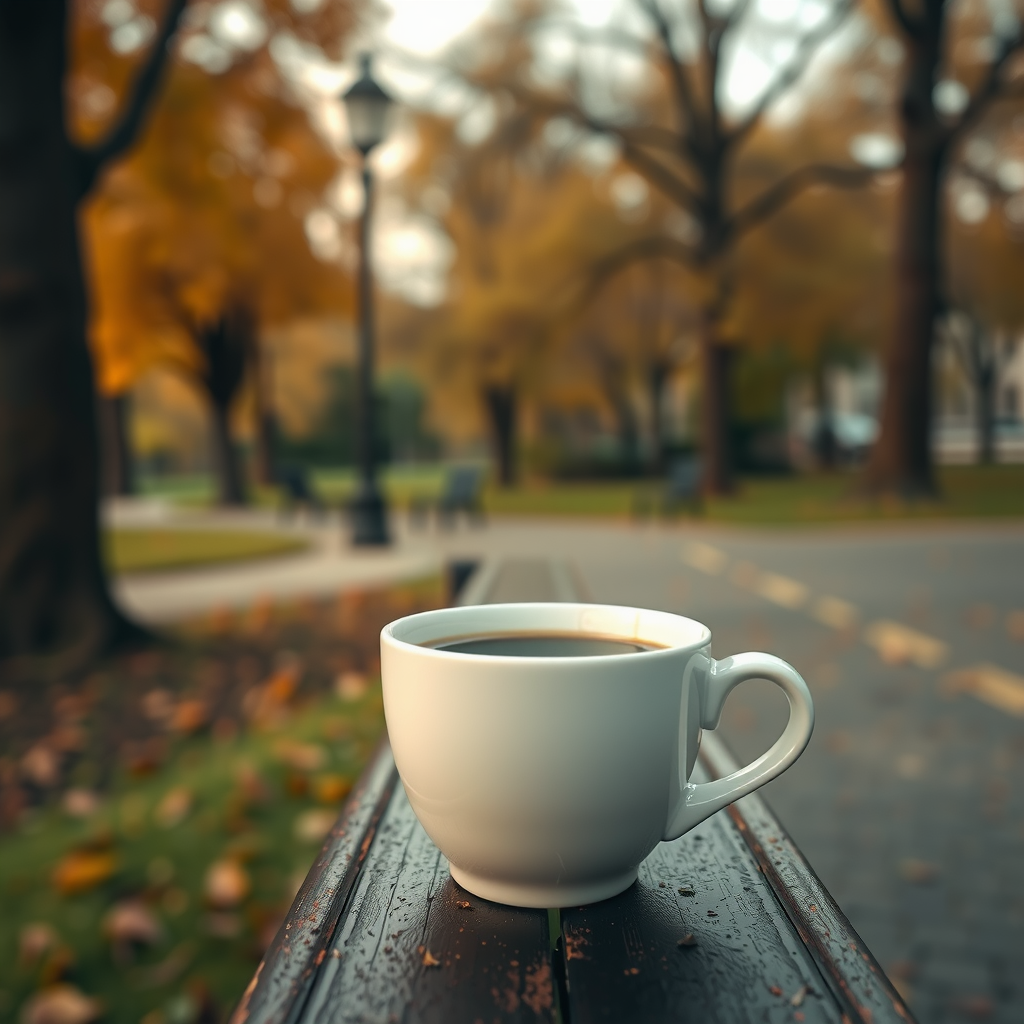 12K Ultra Realistic Morning Coffee in Autumn Park