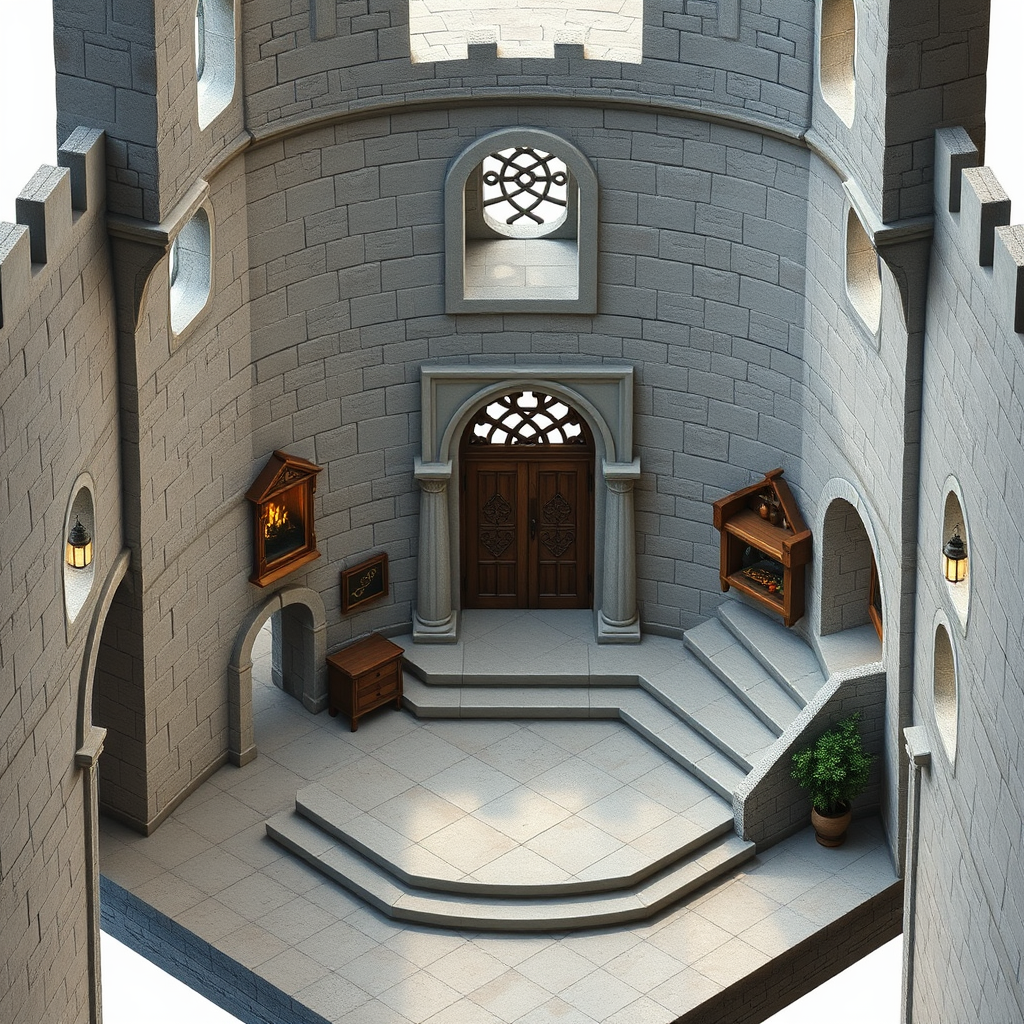 14th Century Castle's Foyer in Isometric View