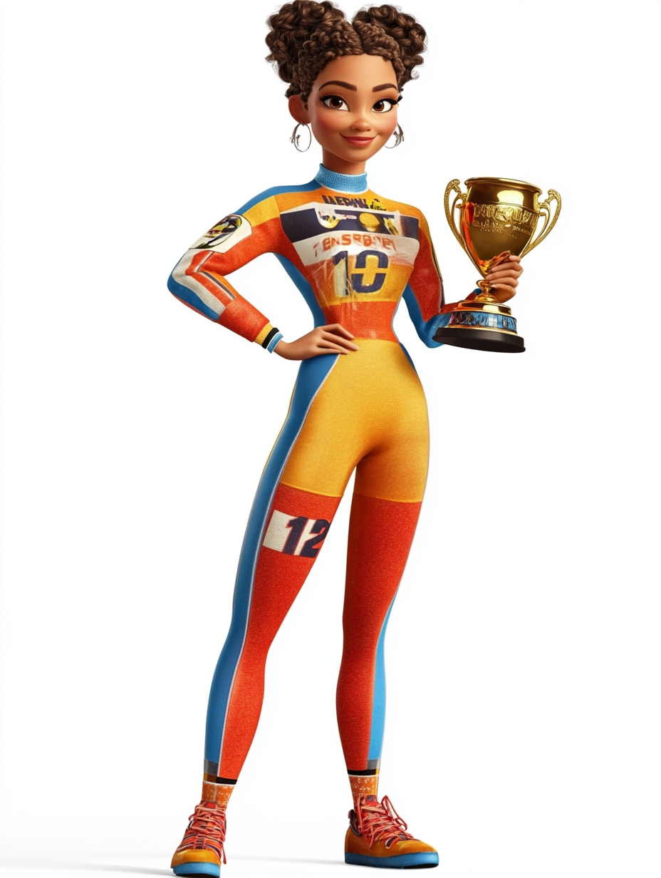 16-year-old female athlete champ in 1970s style.