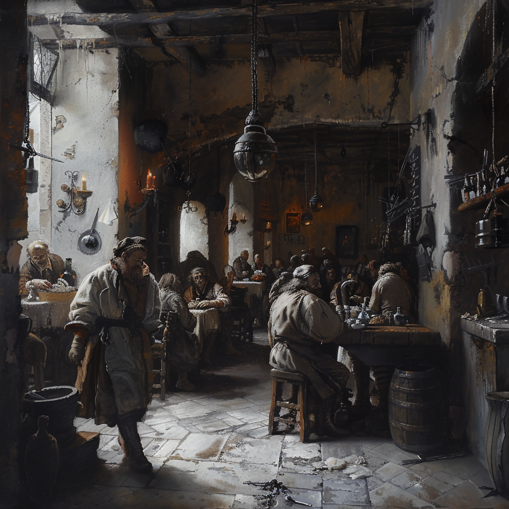 Medieval tavern rough characters