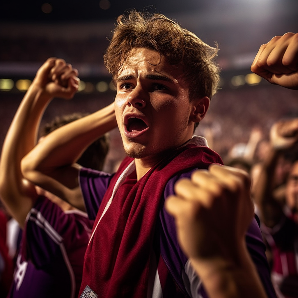 18-year-old Spanish football player celebrating after scoring goal.